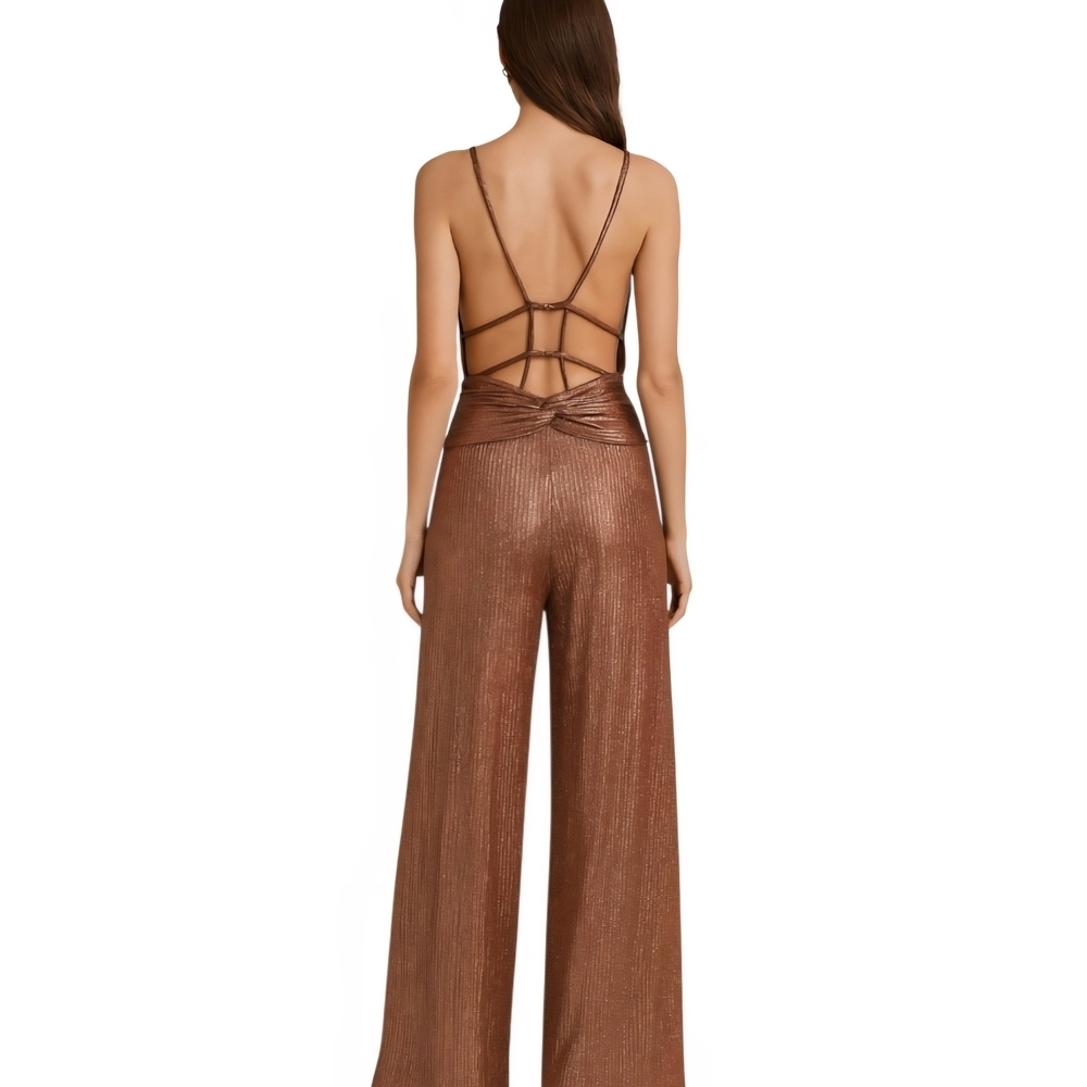 Free People Metallic Brown Jumpsuit - Picture 2 of 6
